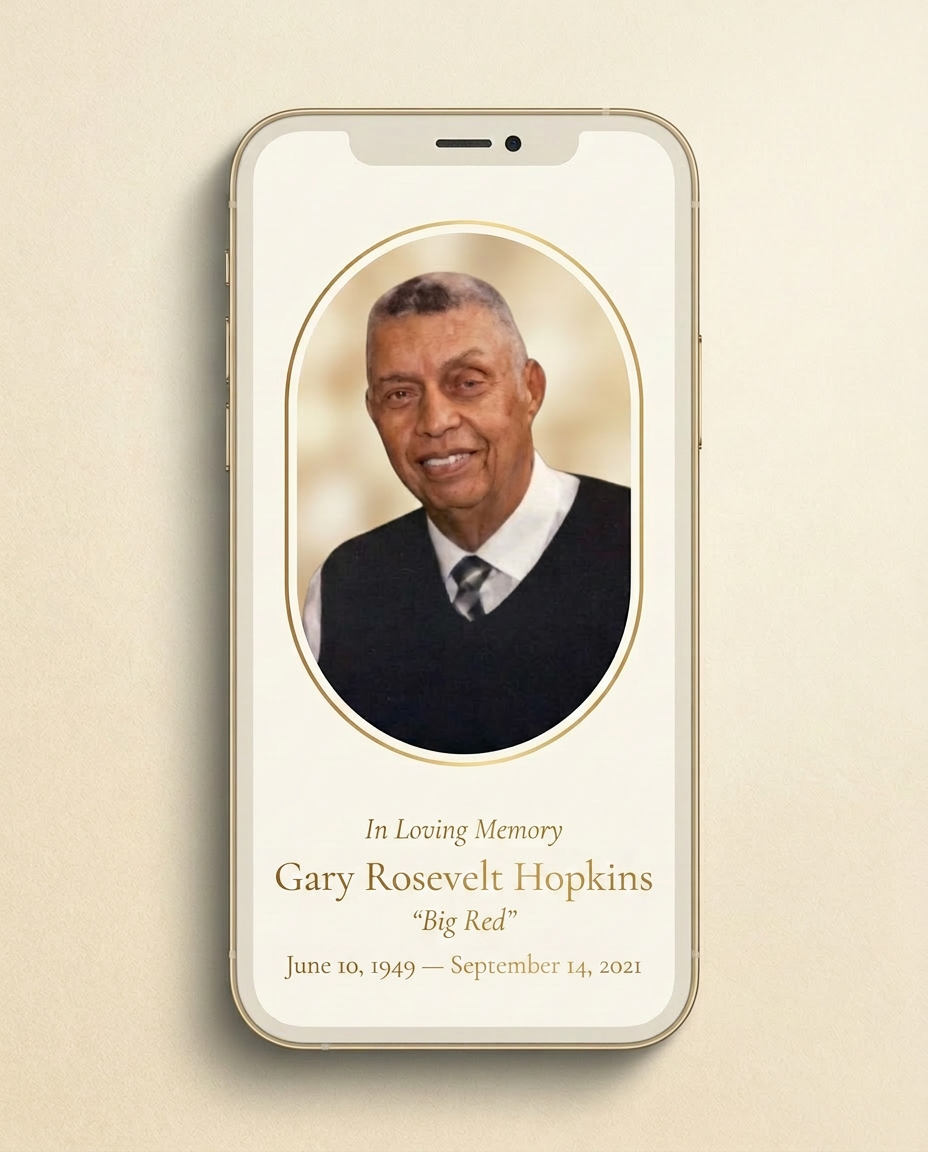 QR code memorial card and phone preview